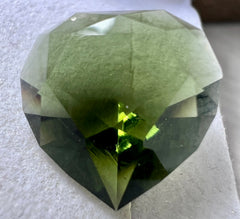 Faceted Moldavite Heart Necklace – Rhodium-Plated Sterling Silver