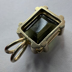 Exquisite Faceted Moldavite Pendant – Solid 14k Gold