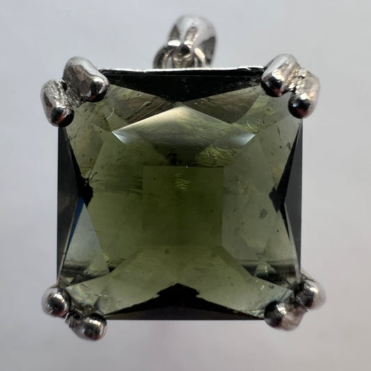 Moldavite/Silver Pendant "Barion Cut" - 5.94 ct