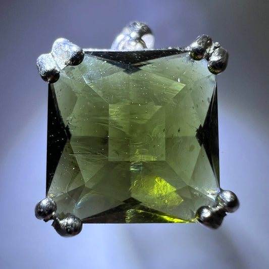 Moldavite/Silver Pendant "Barion Cut" - 5.94 ct