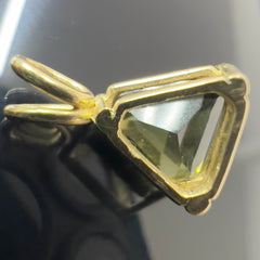 Moldavite Triangle Pendant – Solid 14k Gold