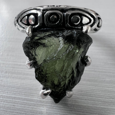 Claw Silver Ring - Slightly Adjustable Size 8 3/4 (R)