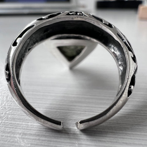 Bezel Set Silver Ring - Slightly Adjustable Size 7.5 (P)