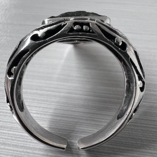 Bezel Set Silver Ring - Slightly Adjustable Size 7.5 (P)