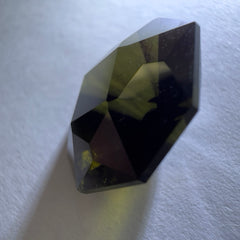 Exquisite faceted Moldavite "Emerald Cut"