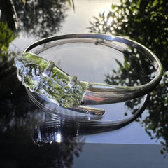 Moldavite Silver bracelet, wraparound.