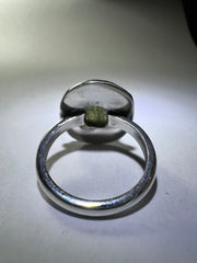 Moldavite/Silver ring, size O (7us).