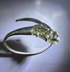 Moldavite Silver bracelet, wraparound.