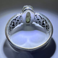 CUSTOM RING Oval Claw Set Sterling Silver Moldavite Ring -  size 7