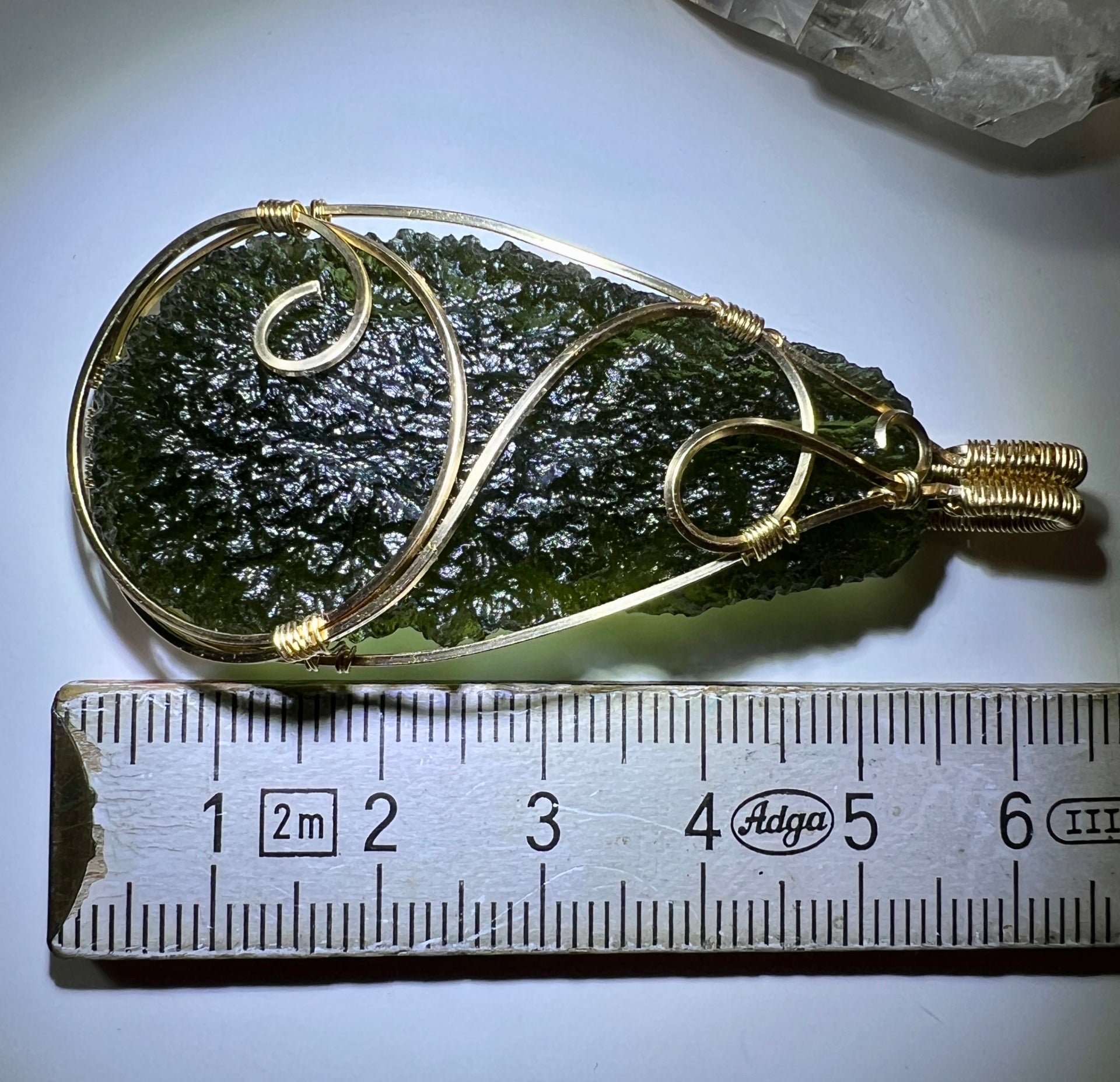 Monumental Moldavite Pendant in 14ct Gold.