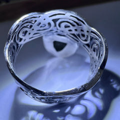 Inverted Triangle Band Sterling Silver Moldavite Ring -  9.5 (T)