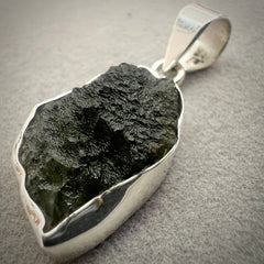 4.95g Bezel Set Moldavite/Silver Pendant