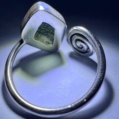 Spiral Sterling Silver Moldavite Ring -  9 (S) Open Size