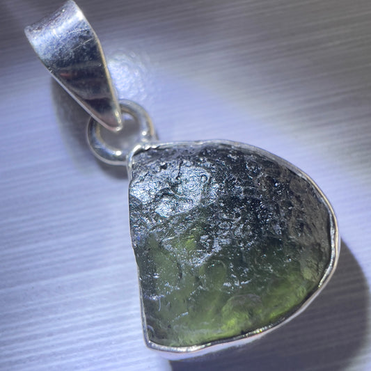 3.02g Bezel Set Moldavite/Silver Pendant