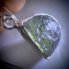 3.02g Bezel Set Moldavite/Silver Pendant