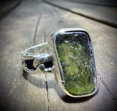 Moldavite ring size Q (8us).