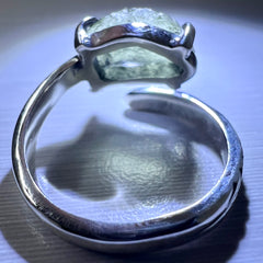 Woven Band Sterling Silver Moldavite Ring - 7.5 (P) Open Size