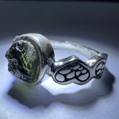 Sterling Silver Moldavite Ring - 7.5 (P)