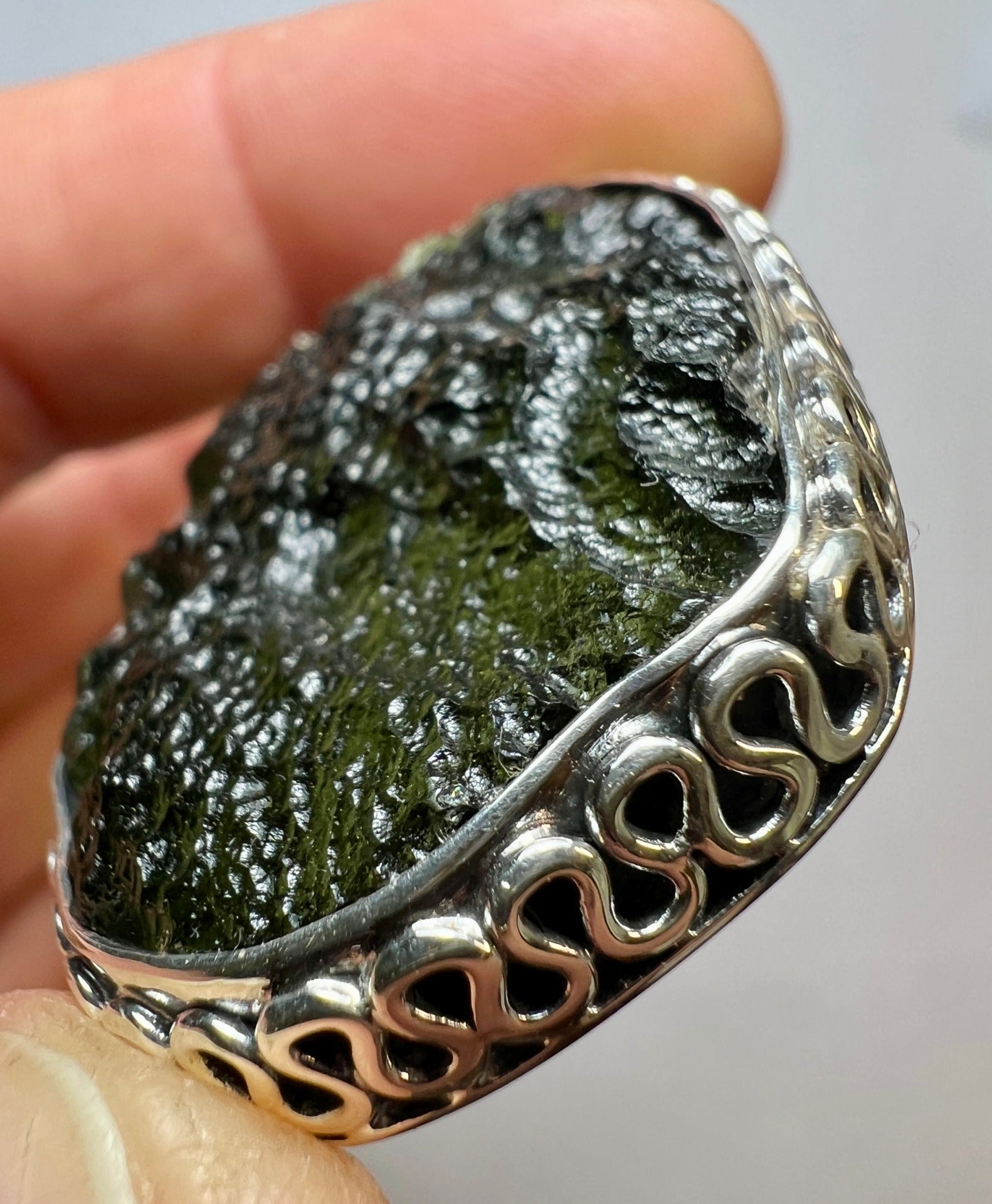 9.43g Bezel set Moldavite pendant.