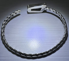 Twisted Band Moldavite Silver Bracelet