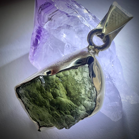 5.32g Bezel Set Moldavite/Silver Pendant