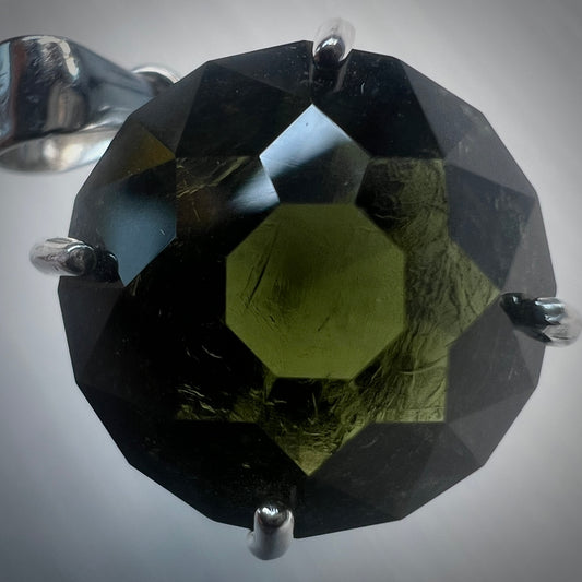 5.31ct Brilliant Fancy Cut Moldavite Pendant in Sterling Silver
