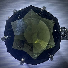 8.37ct HexaBrilliant Cut Moldavite Pendant in Sterling Silver