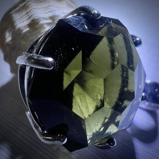 8.37ct HexaBrilliant Cut Moldavite Pendant in Sterling Silver