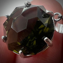 8.37ct HexaBrilliant Cut Moldavite Pendant in Sterling Silver