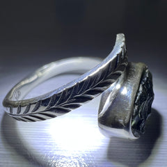 Spiral Sterling Silver Moldavite Ring - Open Size 8(Q)