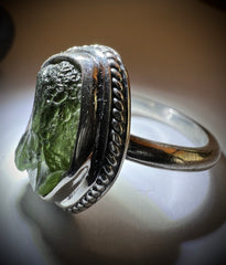 Moldavite Ring (Size O - 7 1/3 US)