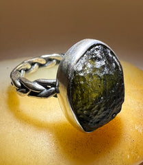 Moldavite Ring (Size R /8.5 US)