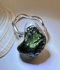 Moldavite Ring (Size R /8.5 US)