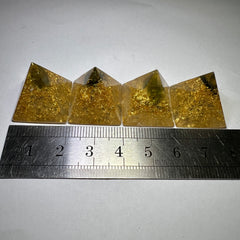 Moldavite & 24ct Gold orgone generator pyramid - 20mm