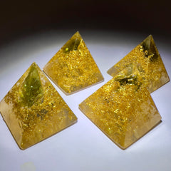 Moldavite & 24ct Gold orgone generator pyramid - 20mm