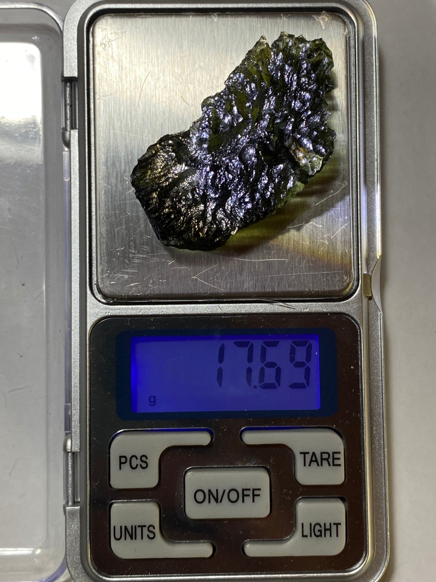 17.69g Moldavite with inner bubble