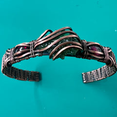 1.3g Moldavite and Copper Bracelet with Tigers Eye Accent Stones