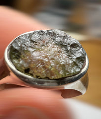 Moldavite Silver Ring (Size 6 - M)