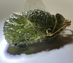 12g Moldavite pendant, 14ct Gold.