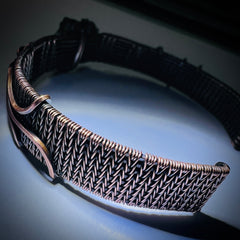 1.3g Moldavite and Copper Bracelet with Tigers Eye Accent Stones