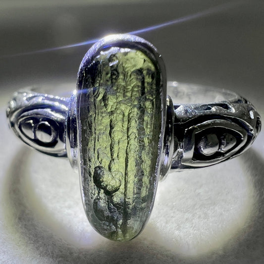 Bezel Set Oval Silver Ring - Size 13