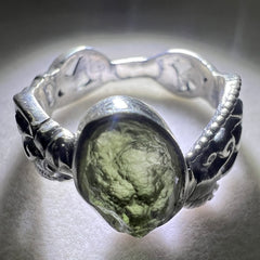 Sterling Silver Moldavite Ring - 6.5