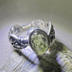 Sterling Silver Moldavite Ring - 6.5