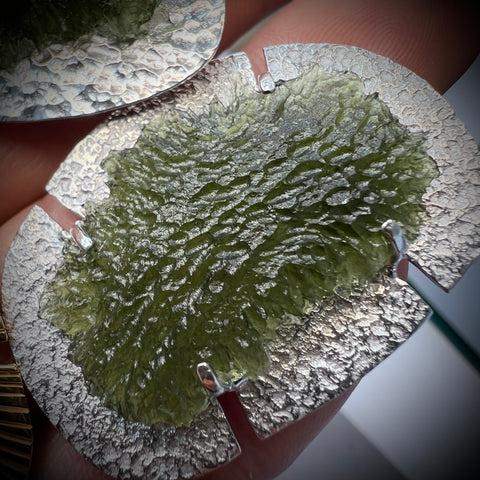 3.8g Moldavite Wrought Sterling Silver Brooch