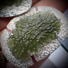 3.8g Moldavite Wrought Sterling Silver Brooch