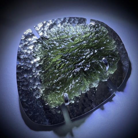 3.99g Moldavite Wrought Sterling Silver Brooch