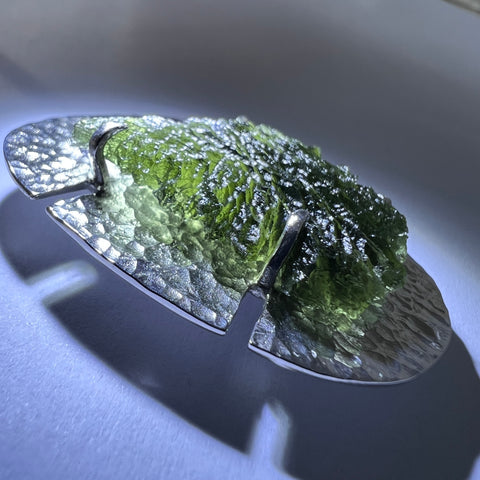 3.99g Moldavite Wrought Sterling Silver Brooch