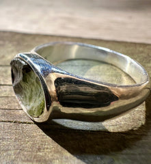 Moldavite Silver Ring (Size 7.5 - P)