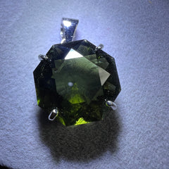 6.29ct Brilliant Cut Moldavite Pendant in Sterling Silver