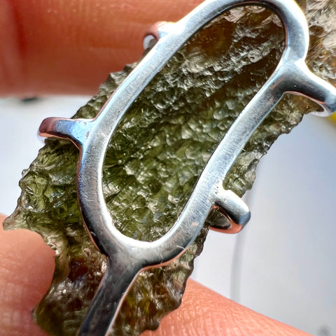 Dual Tail Design Silver Plated Moldavite Necklace